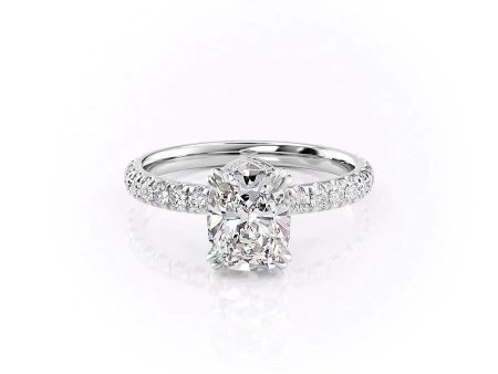 The Sofia Set With A 3.5 Carat Elongated Cushion Moissanite For Sale