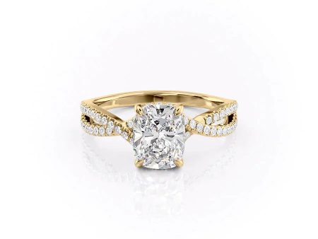 The Angelina Set With A 2.5 Carat Elongated Cushion Moissanite Hot on Sale