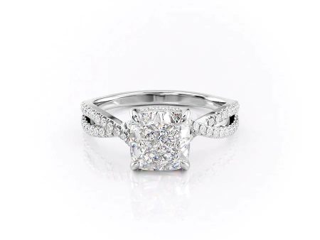 The Angelina Set With A 3 Carat Cushion Moissanite Online now