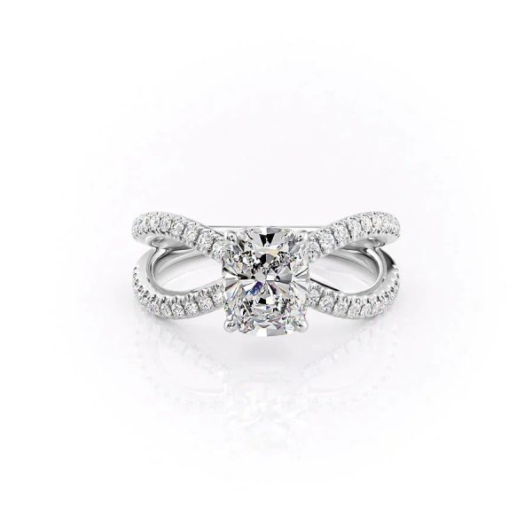 The Zoey Set With A 1.5 Carat Elongated Cushion Moissanite on Sale