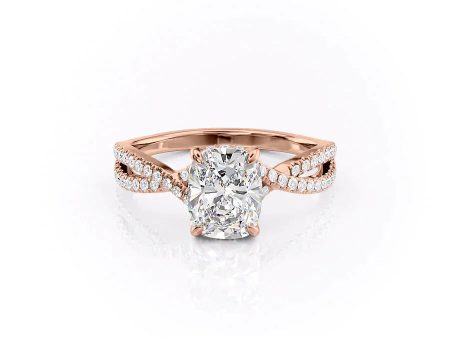 The Angelina Set With A 2 Carat Elongated Cushion Moissanite Online Sale