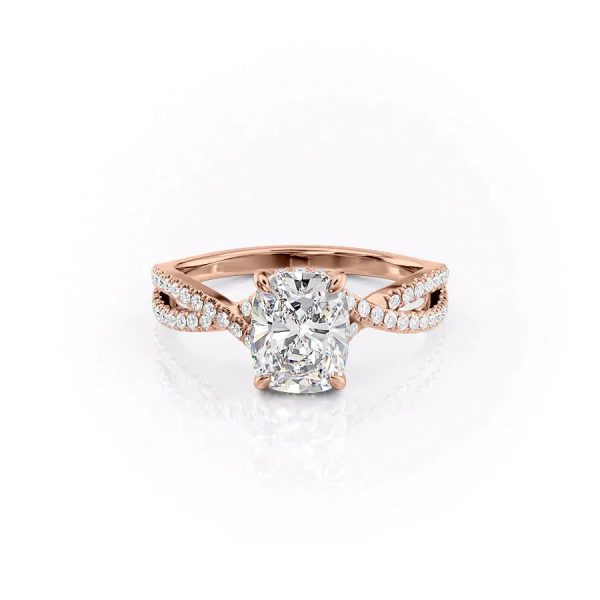 The Angelina Set With A 2 Carat Elongated Cushion Moissanite Online Sale