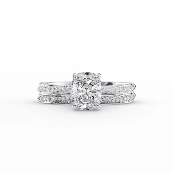 The Caroline Set With A 2 Carat Elongated Cushion Moissanite Online Hot Sale