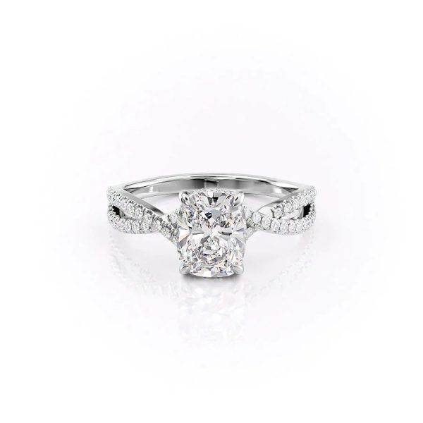 The Angelina Set With A 3 Carat Elongated Cushion Moissanite Sale