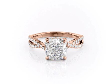 The Angelina Set With A 2.5 Carat Cushion Moissanite Hot on Sale