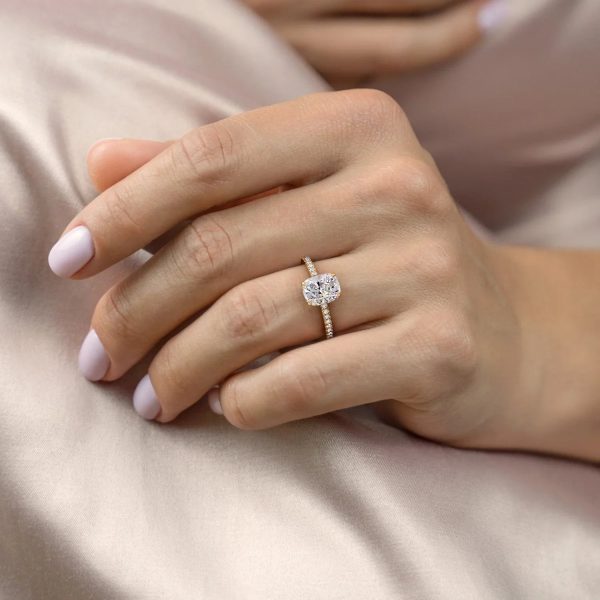 The Aline Set With A 4 Carat Elongated Cushion Moissanite Discount