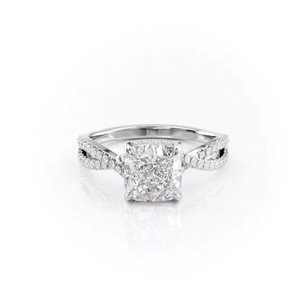 The Angelina Set With A 4 Carat Cushion Moissanite Hot on Sale