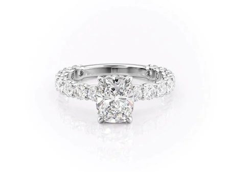 The Adelle Set With A 3.5 Carat Elongated Cushion Moissanite Online now