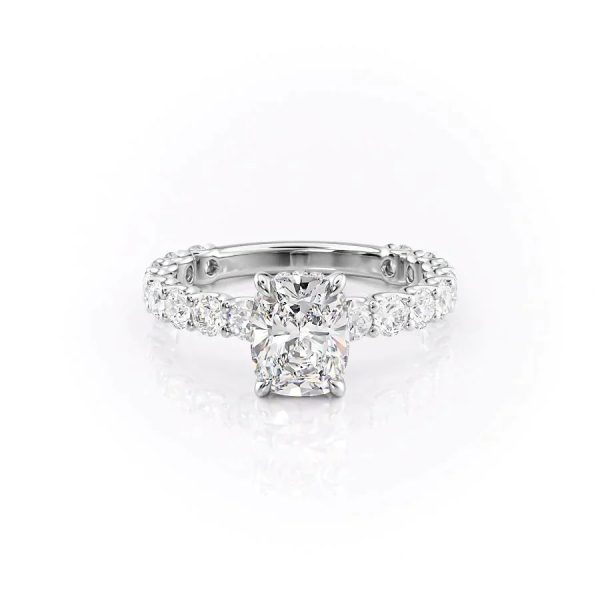 The Adelle Set With A 3.5 Carat Elongated Cushion Moissanite Online now