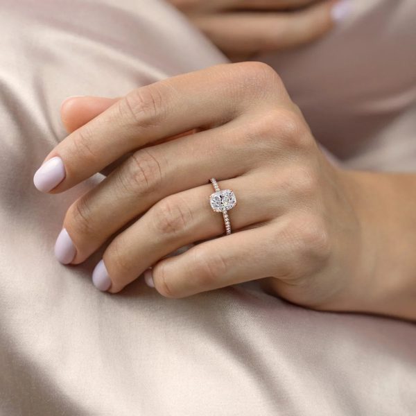 The Aline Set With A 1 Carat Elongated Cushion Moissanite Online Sale