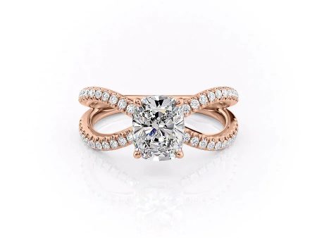 The Zoey Set With A 1.5 Carat Elongated Cushion Moissanite For Sale