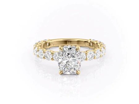 The Adelle Set With A 2.5 Carat Elongated Cushion Moissanite For Cheap